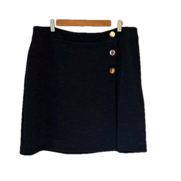 LOFT Dresses & Skirts - LOFT Navy Blue Faux Wrap Mini Skirt with Gold Button Detail. Size 12